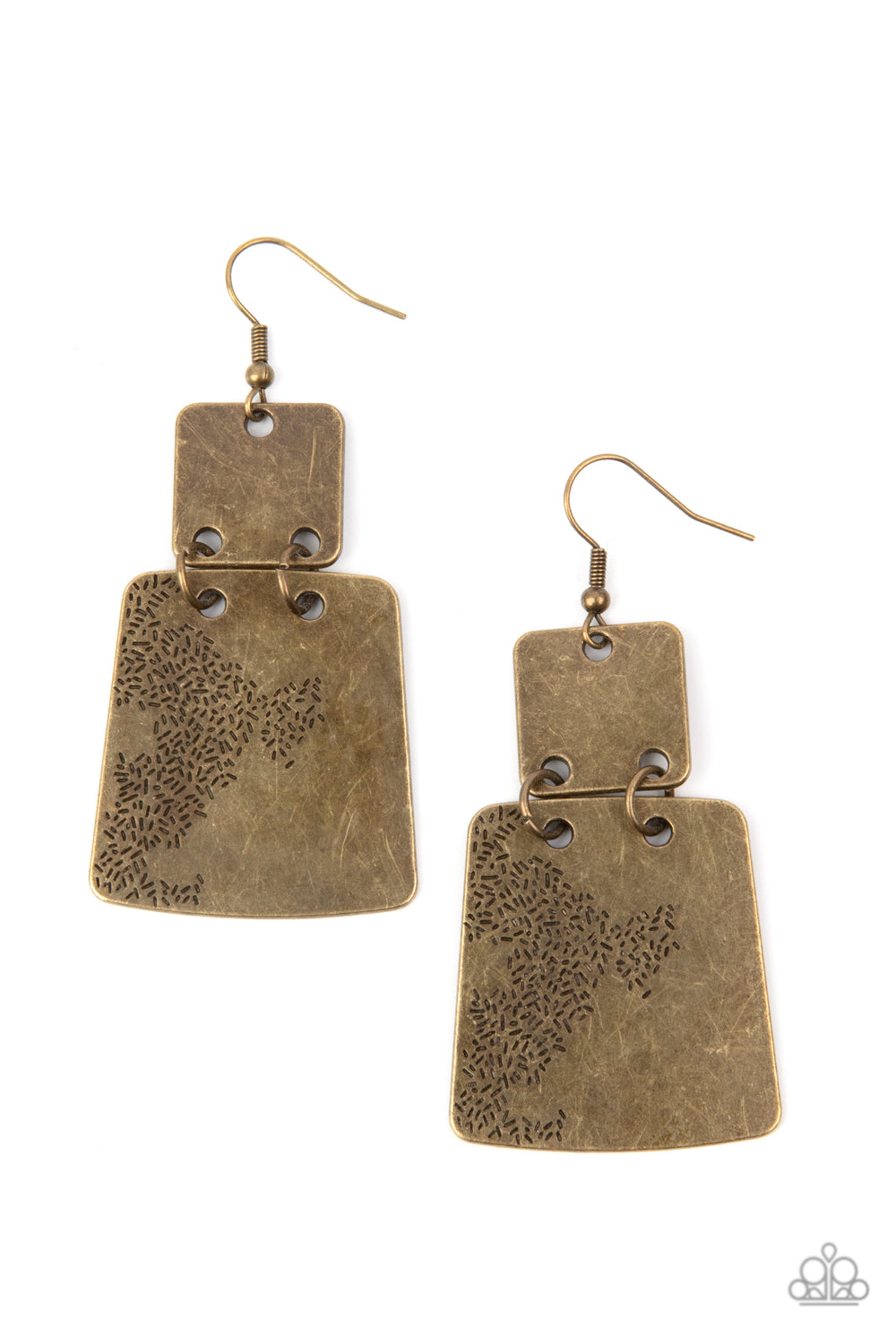 Tagging Along - Brass Earring