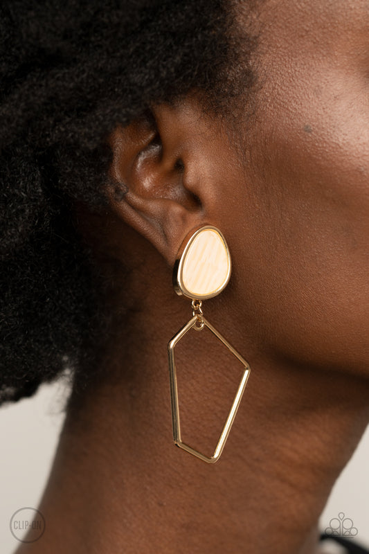Retro Reverie - Gold Clip On Earring