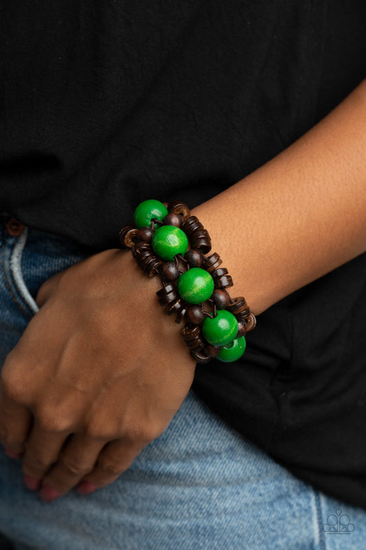 Tropical Temptations - Green Wood Bracelet