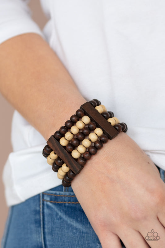 Caribbean Catwalk - Brown Wood Bracelet