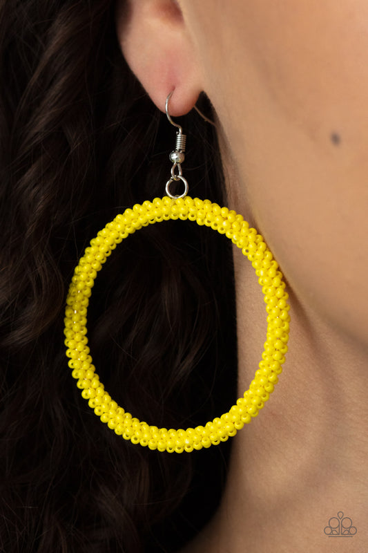 Beauty and the BEACH - Yellow Seed Bead Earring