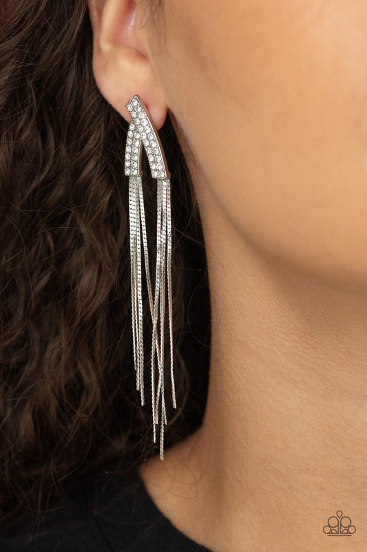 It Takes Two To TASSEL - White  Earring