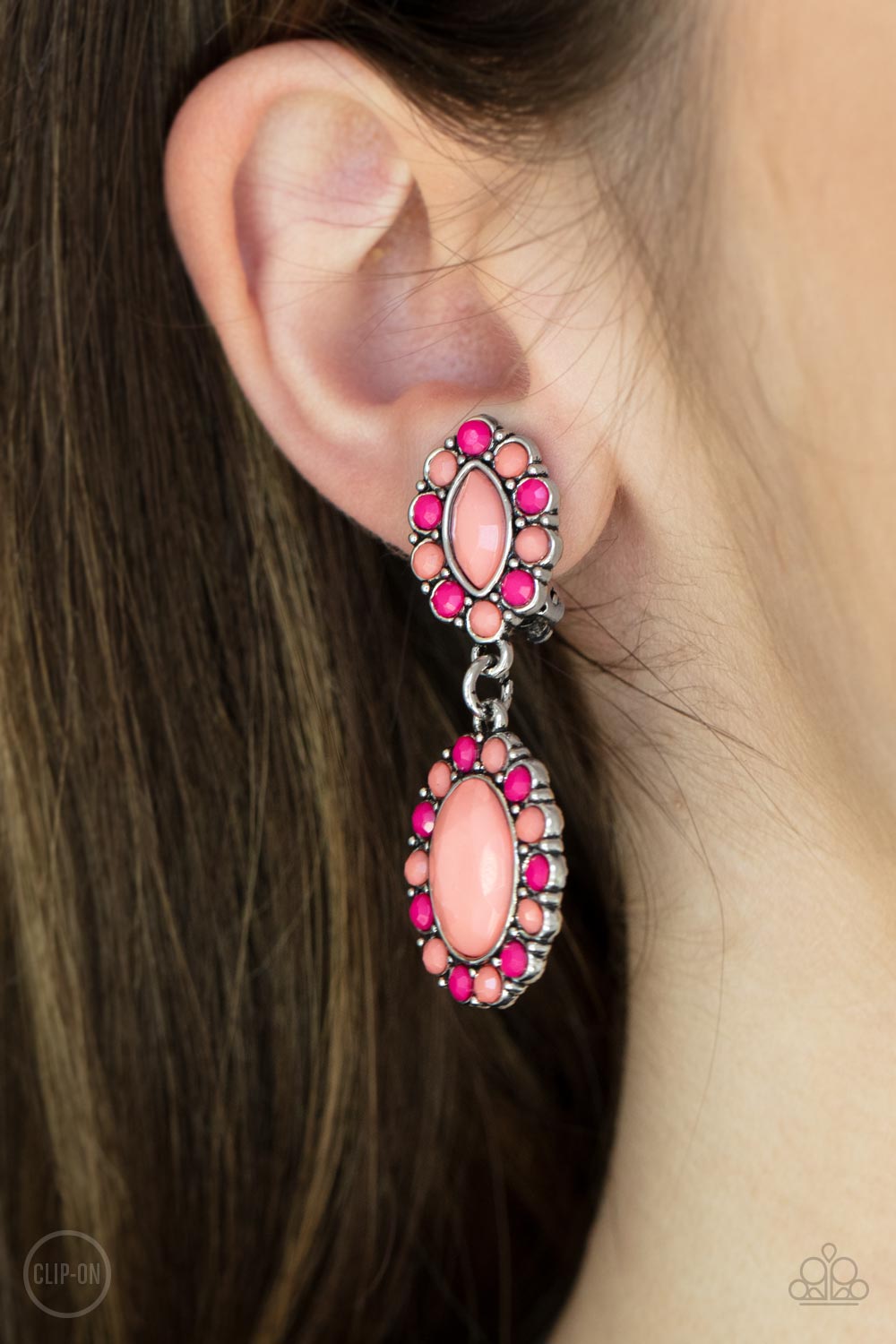 Positively Pampered - Orange Clip On Earring