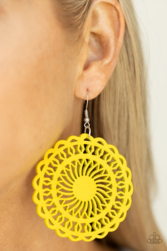 Island Sun - Yellow Wood Earring