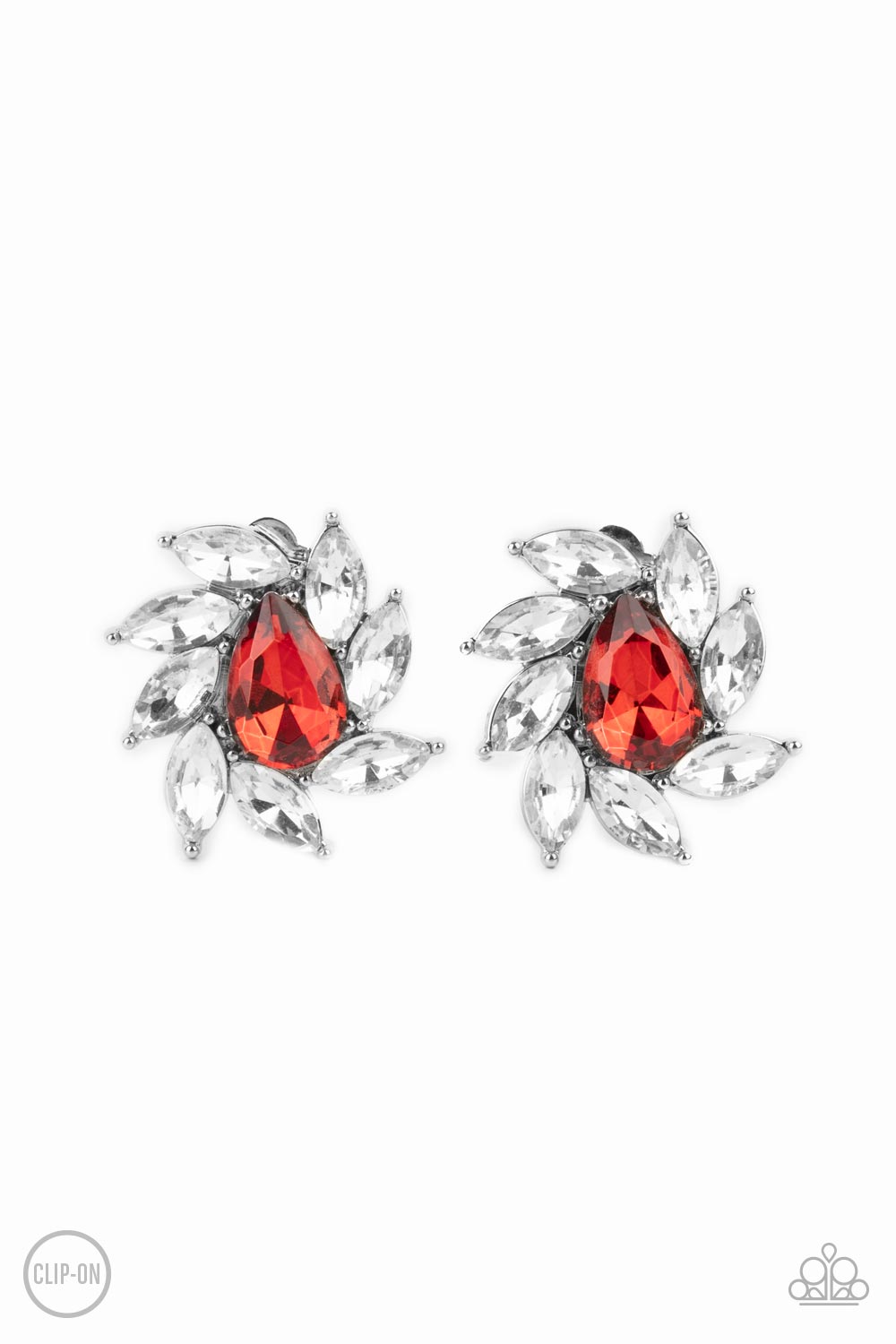 Sophisticated Swirl - Red Clip On Earring