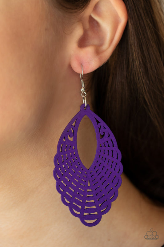 Tahiti Tankini - Purple Wood Earring