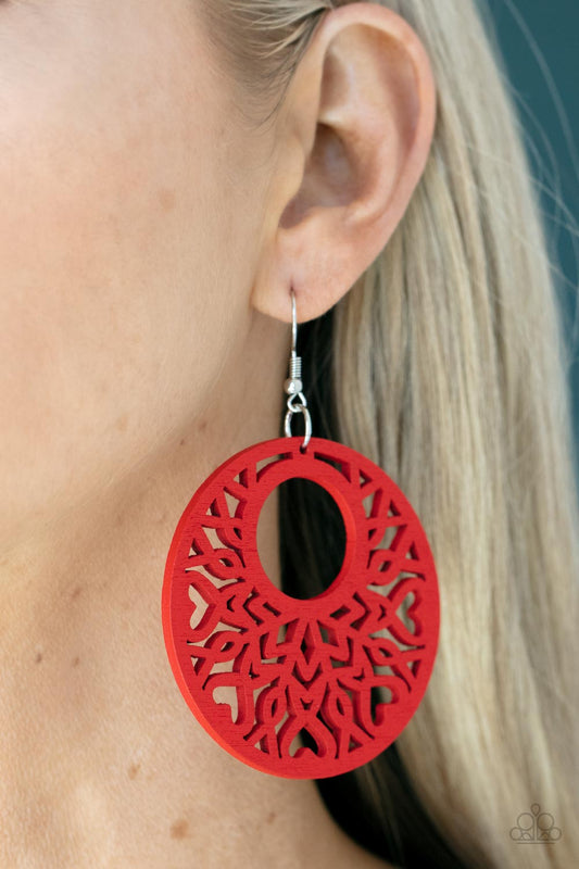 Tropical Reef - Red Wood Earring