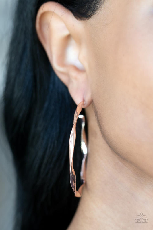 Radiantly Warped - Rose Gold Hoop Earring