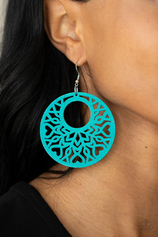 Tropical Reef - Blue Wood Earring