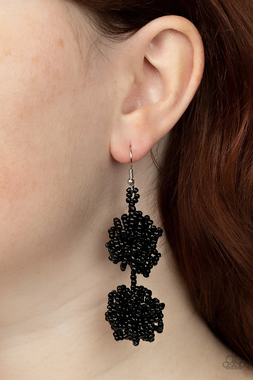 Celestial Collision - Black Seed Bead Earring
