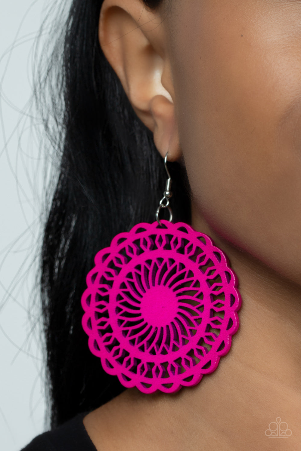 Island Sun - Pink Wood Earring