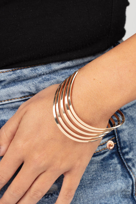 Tantalizingly Tiered - Gold Bracelet