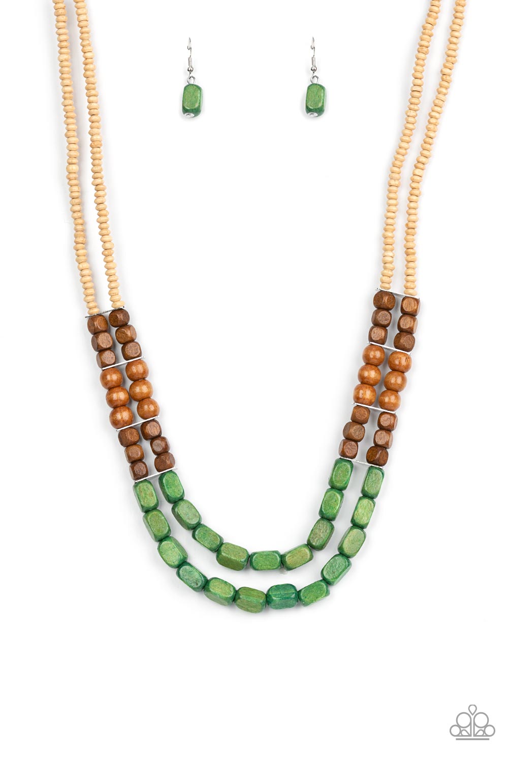 Bermuda Bellhop - Green Wood Necklace