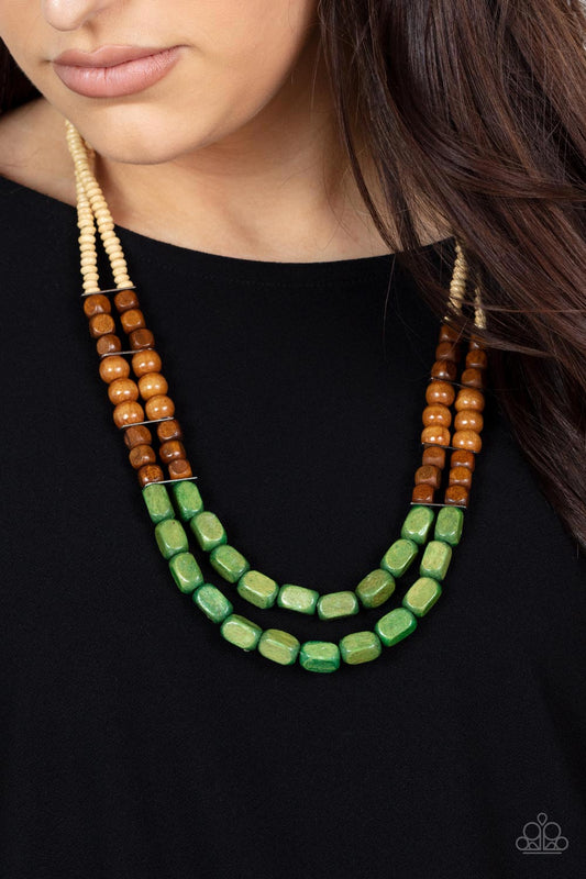 Bermuda Bellhop - Green Wood Necklace