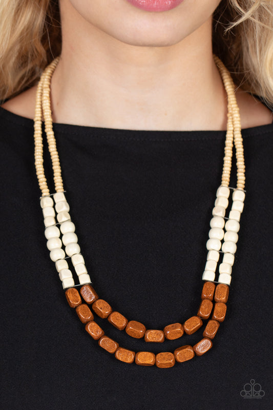 Bermuda Bellhop - Brown Wood Necklace