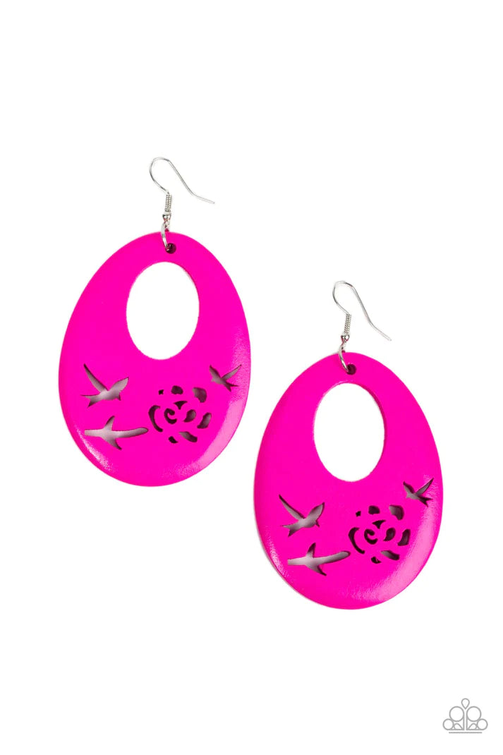 Home TWEET Home - Pink Wood Earring