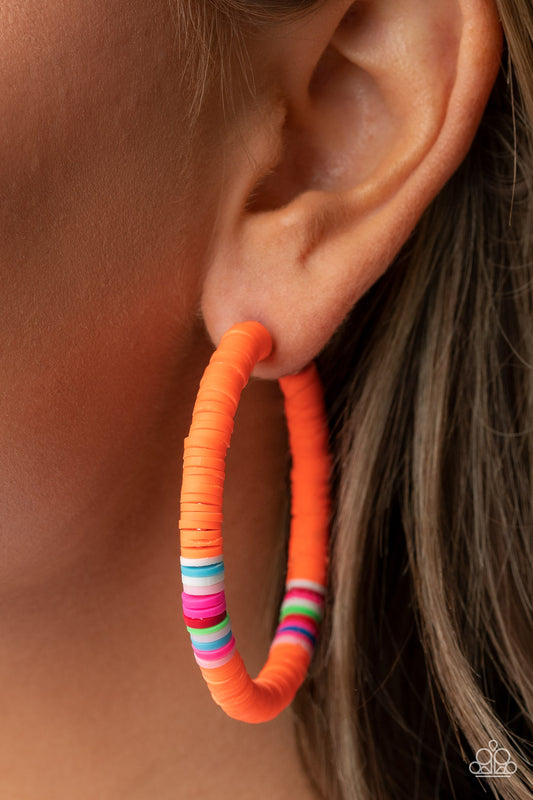 Colorfully Contagious - Orange Hoop Earring