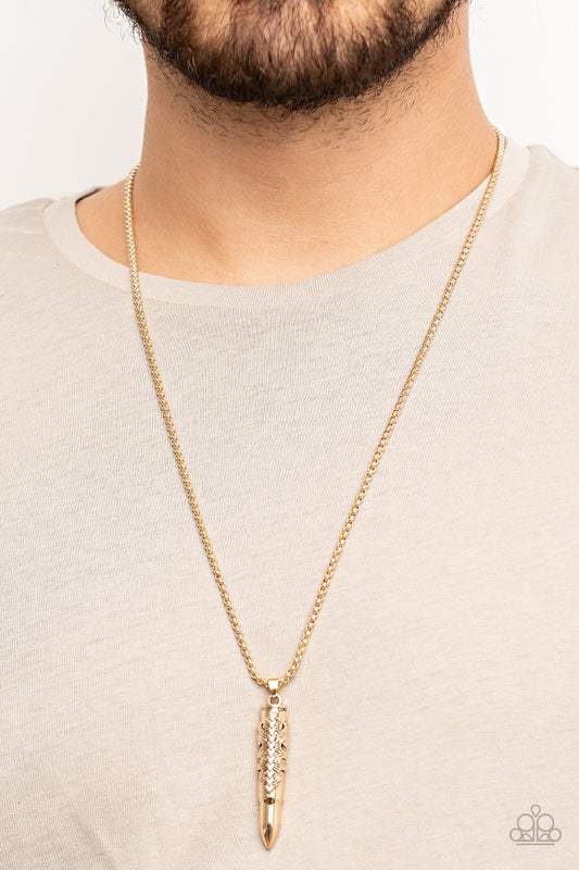 Mysterious Marksman - Gold Mens Necklace