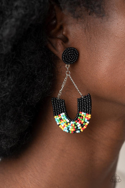 Make it RAINBOW - Black Seed Bead Earring