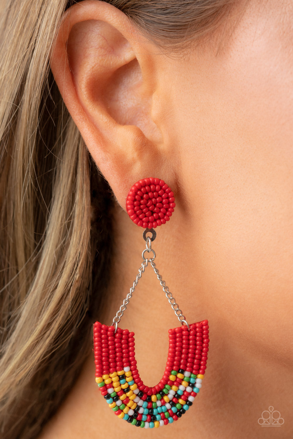 Make it RAINBOW - Red Seed Bead Earring