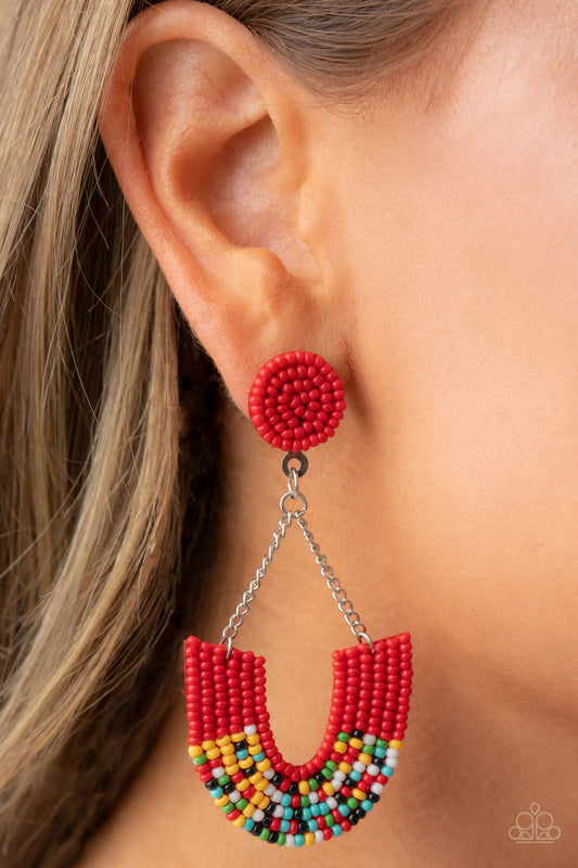 Make it RAINBOW - Red Seed Bead Earring