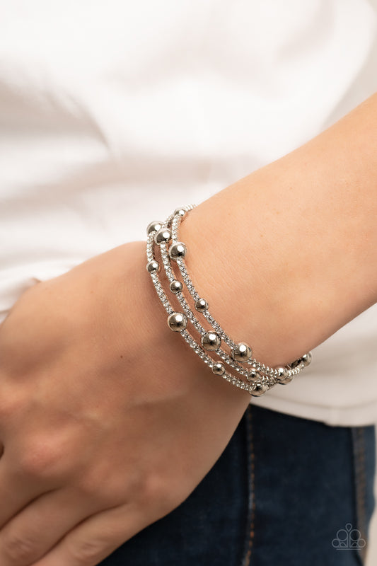 Spontaneous Shimmer - White Coil Bracelet