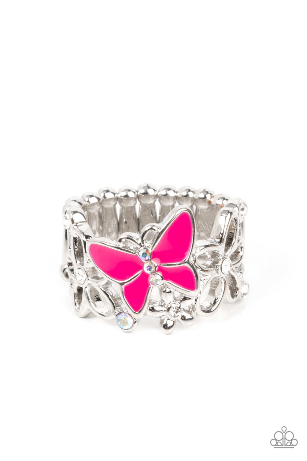 All FLUTTERED Up - Pink Butterfly Ring 0090