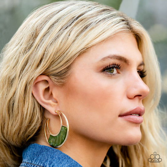 Contemporary Curves - Green Hoop Earring