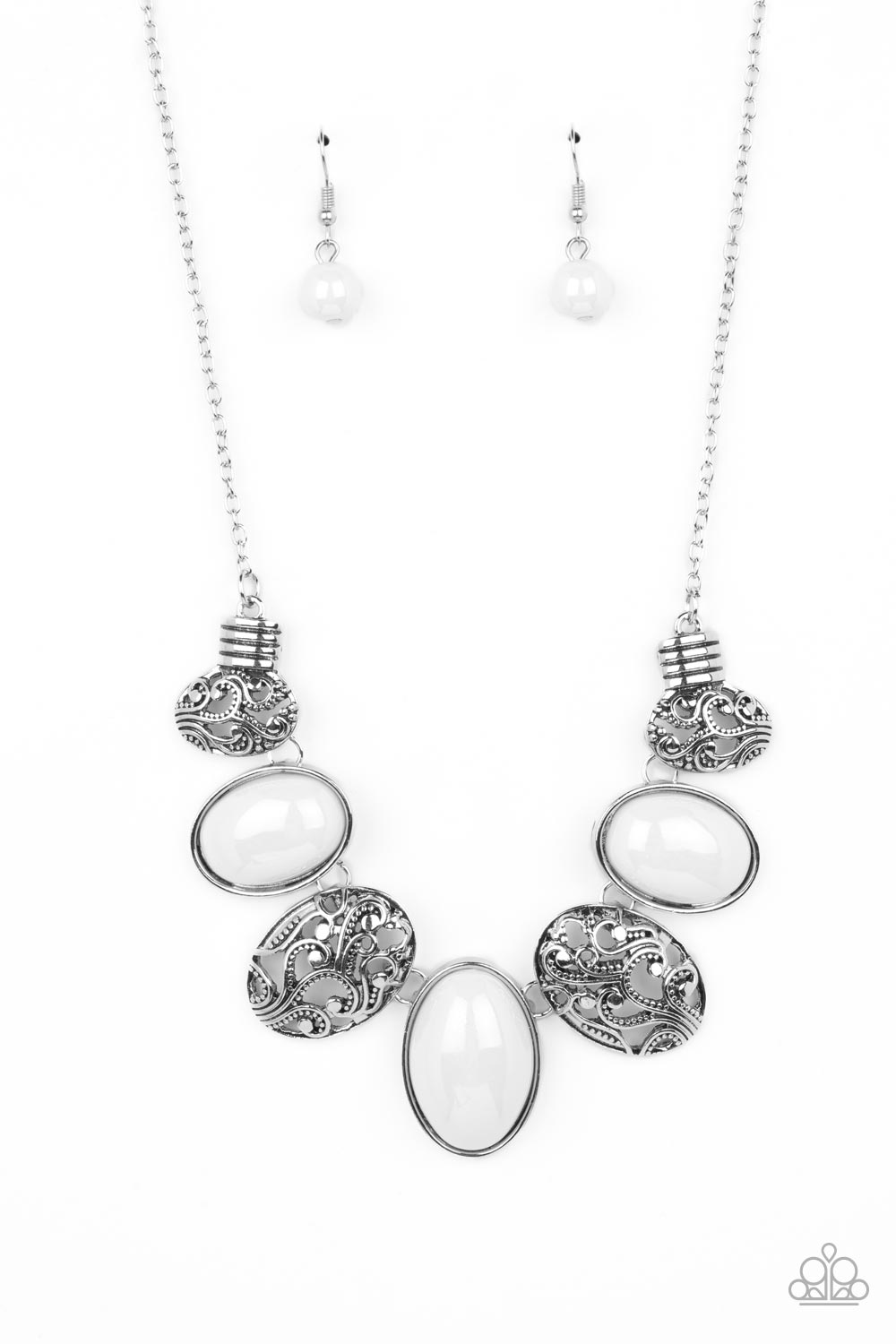 Patterned Paisley - White Necklace