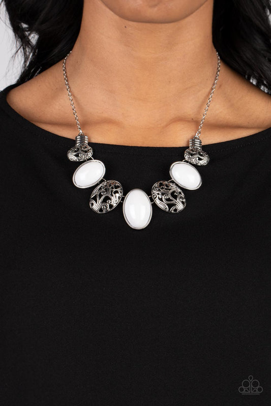 Patterned Paisley - White Necklace