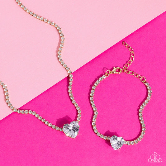 Flirty Fiancé - Gold Necklace & Bracelet Set