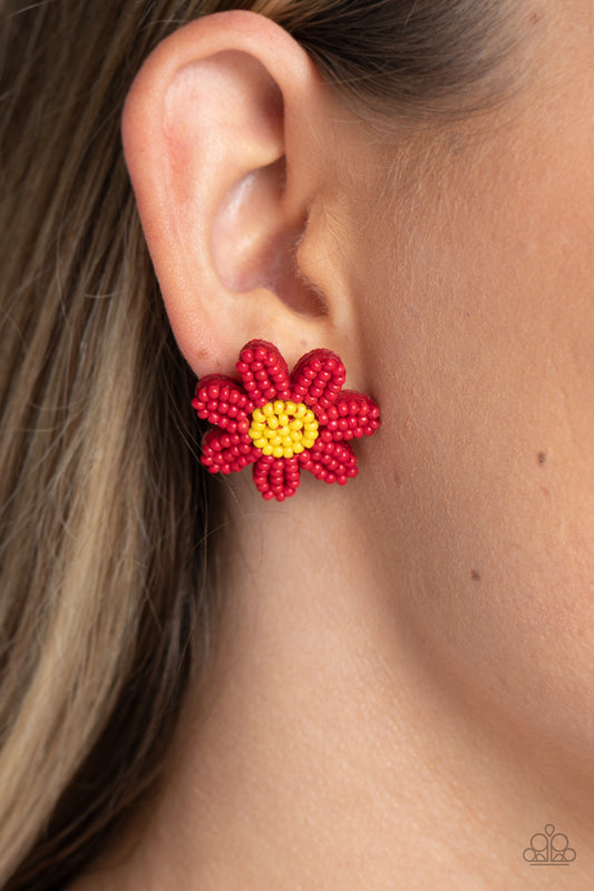 Sensational Seeds - Red Seed Bead Earring