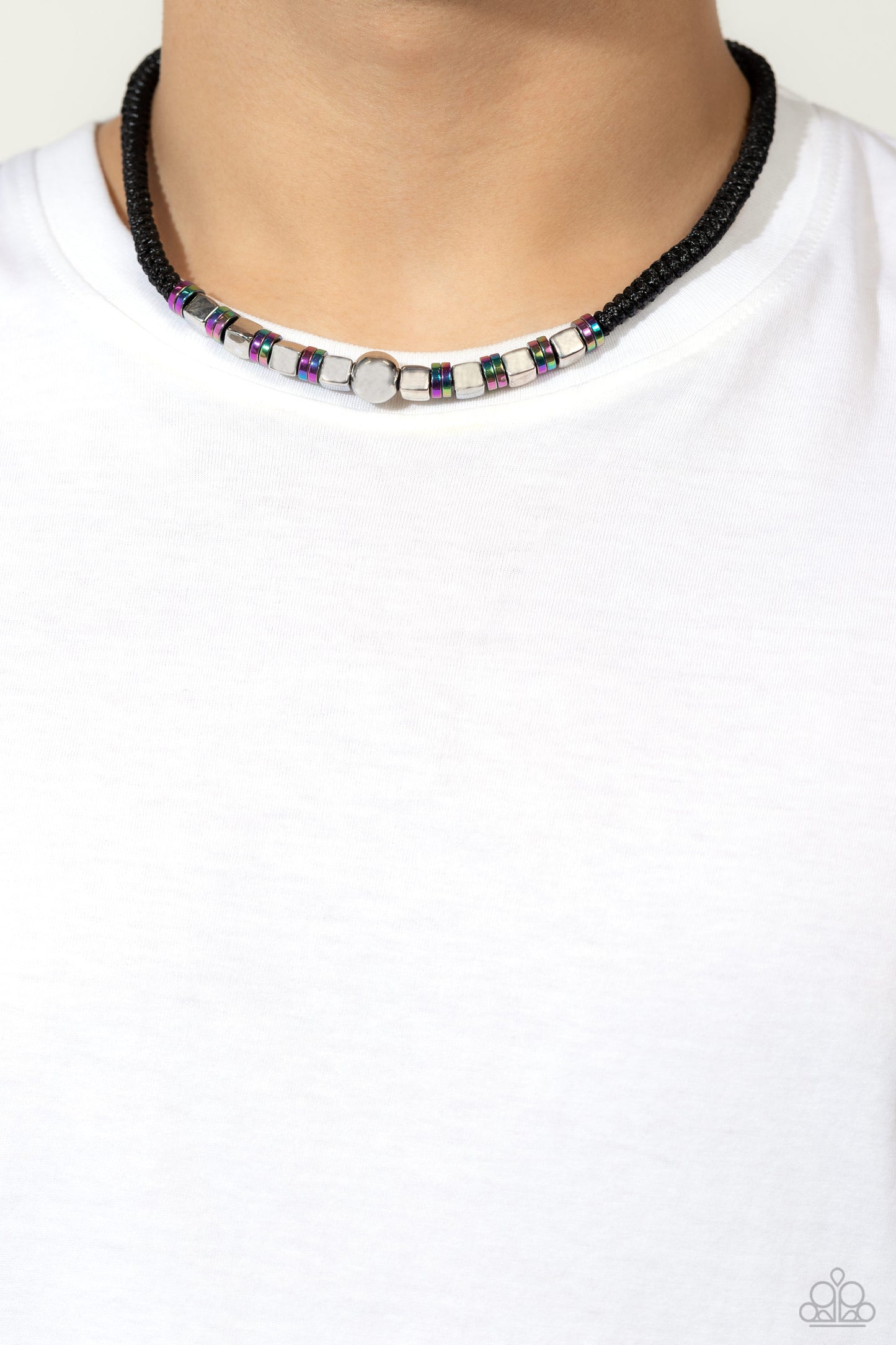 Oil Spill Orbit - Silver Urban Necklace