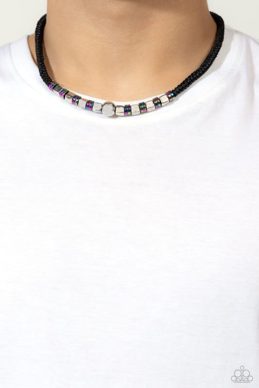 Oil Spill Orbit - Silver Urban Necklace