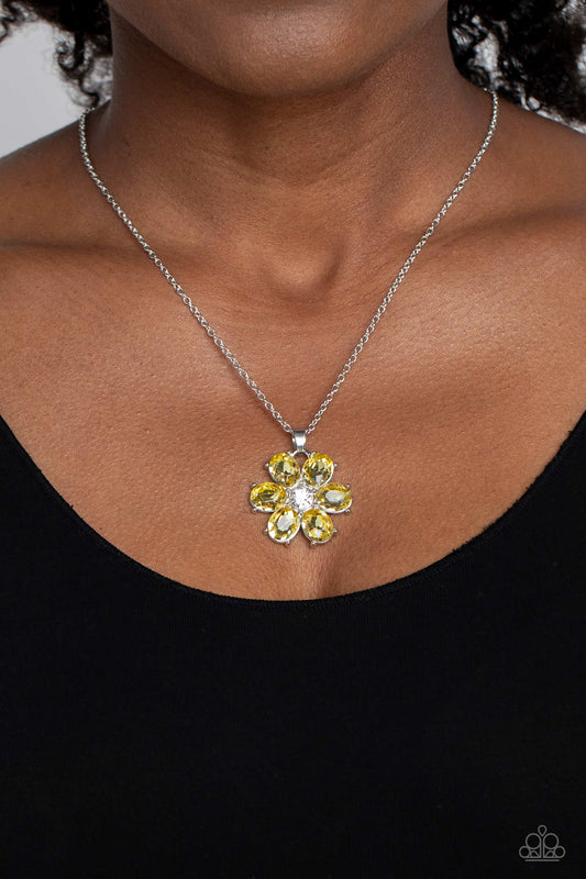 Fancy Flower Girl - Yellow Necklace