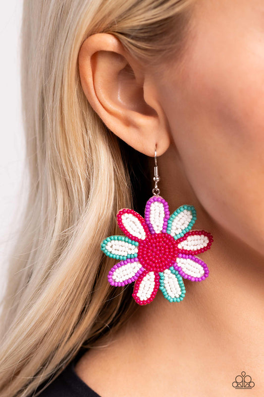 Decorated Daisies - White Earring