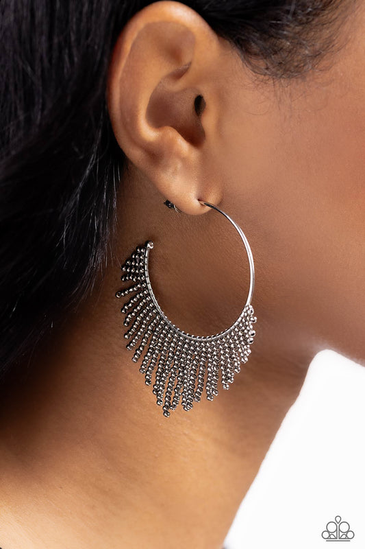 Tailored Tassel - Silver Seed Bead Earring