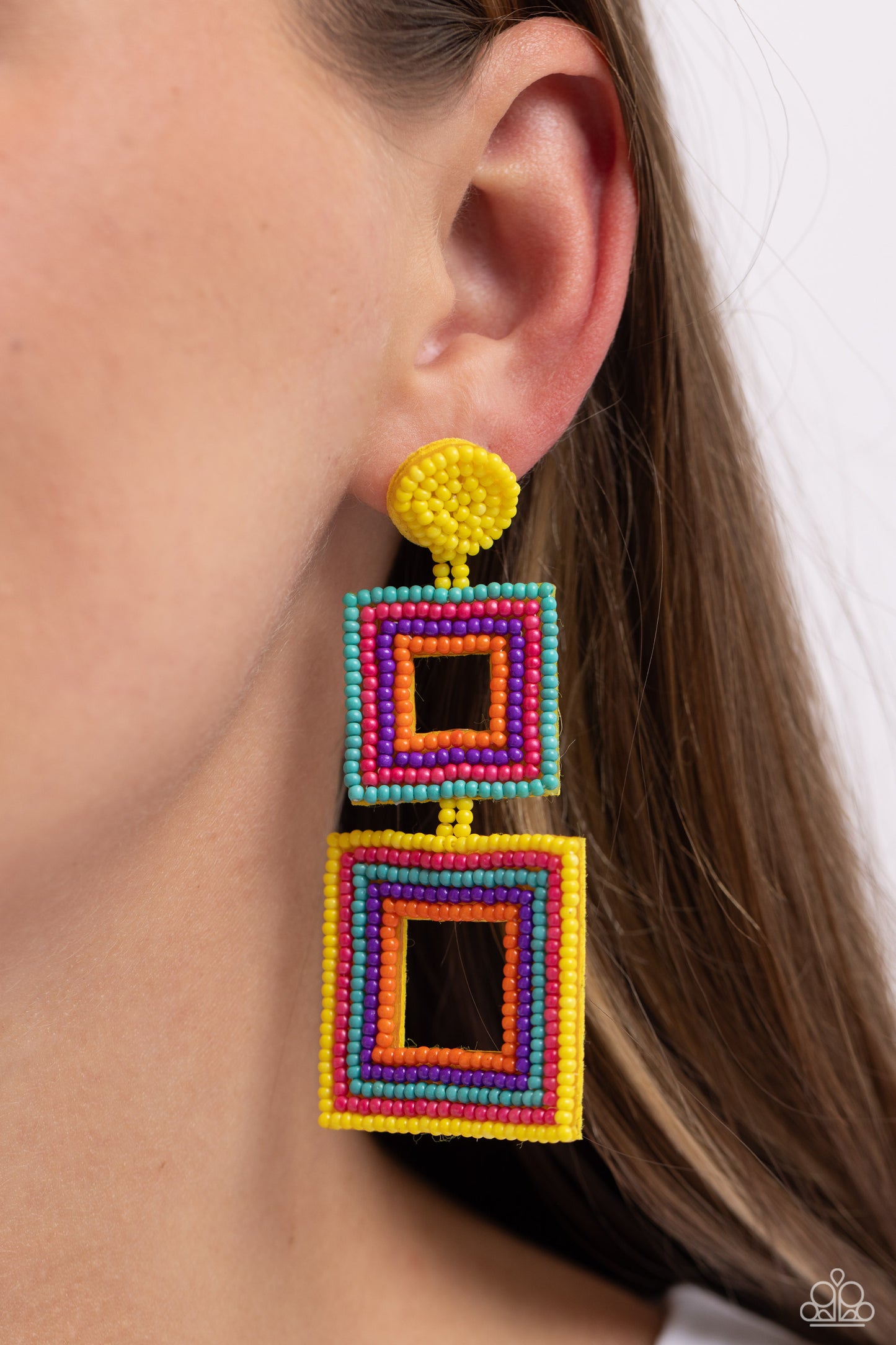 Seize the Squares - Multi Seed Bead Earring