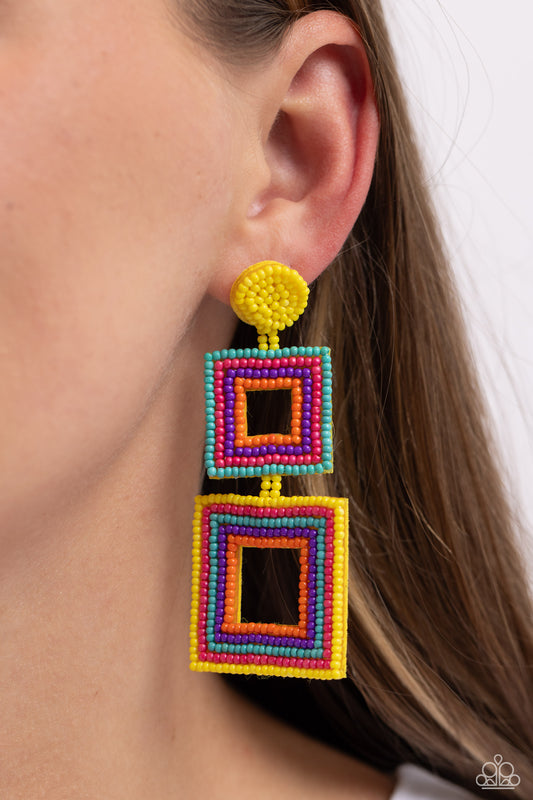 Seize the Squares - Multi Seed Bead Earring