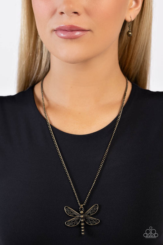 Dragonfly Dance - Brass Necklace