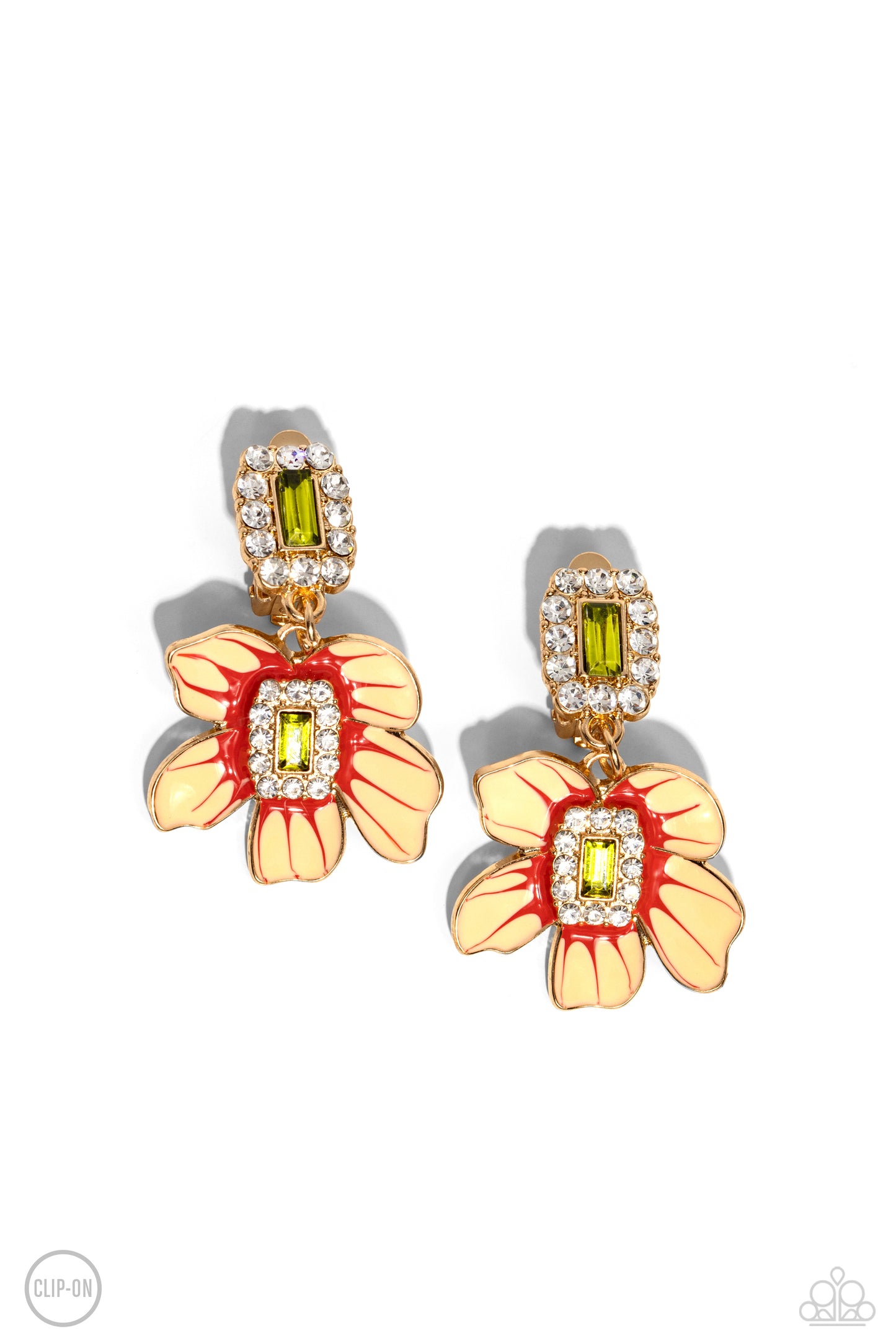 Colorful Clippings - Green Clip On Earring