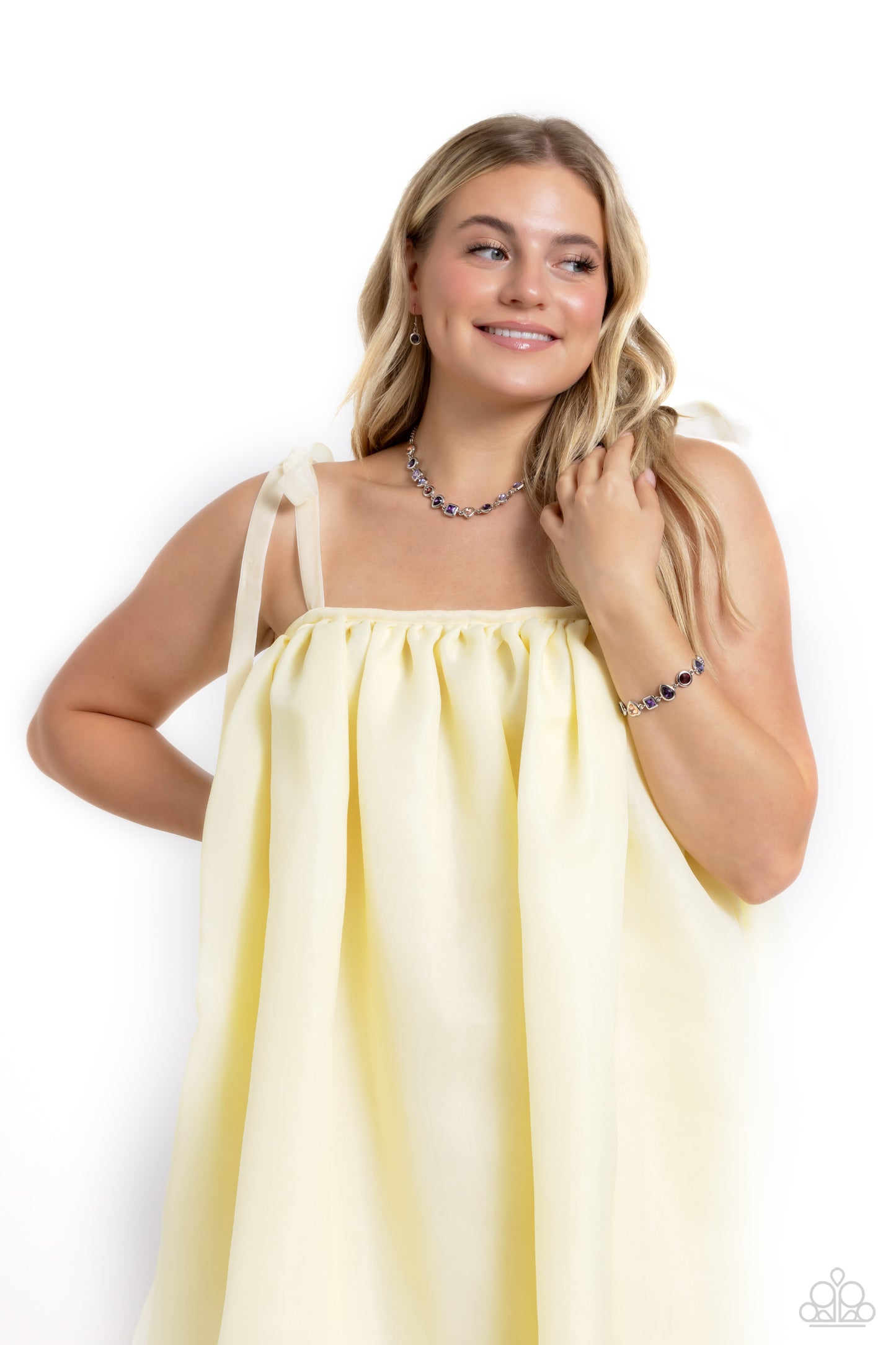 Abstract Admirer - Purple Necklace & Bracelet Set