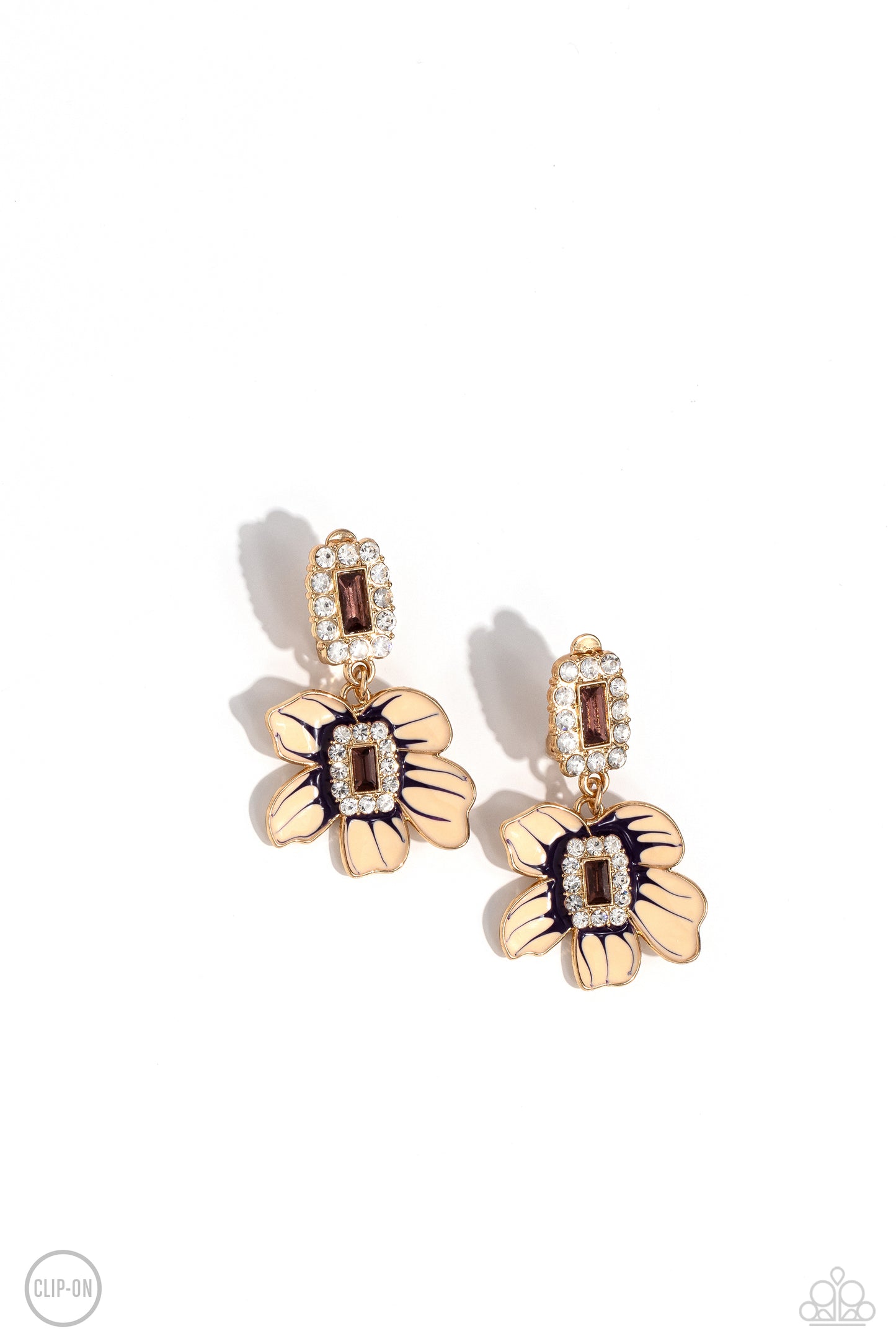 Colorful Clippings - Gold Clip On Earring