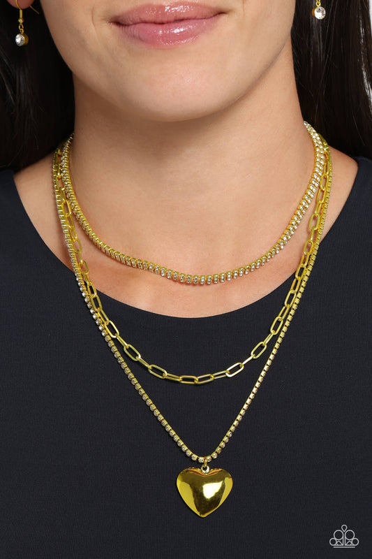 Caring Cascade - Yellow Necklace