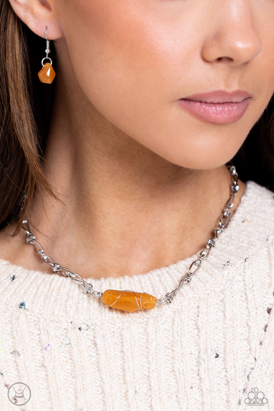 Cavern Class - Orange Necklace & Bracelet Set