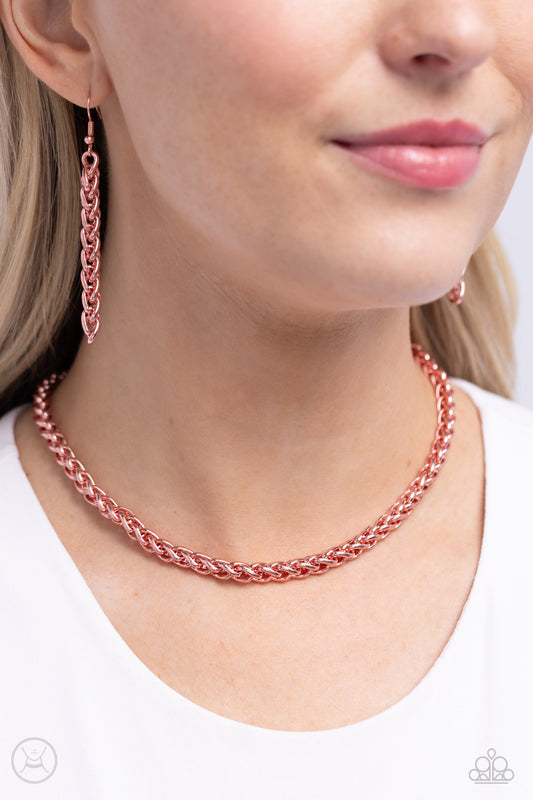 Braided Battalion - Pink Choker Necklace